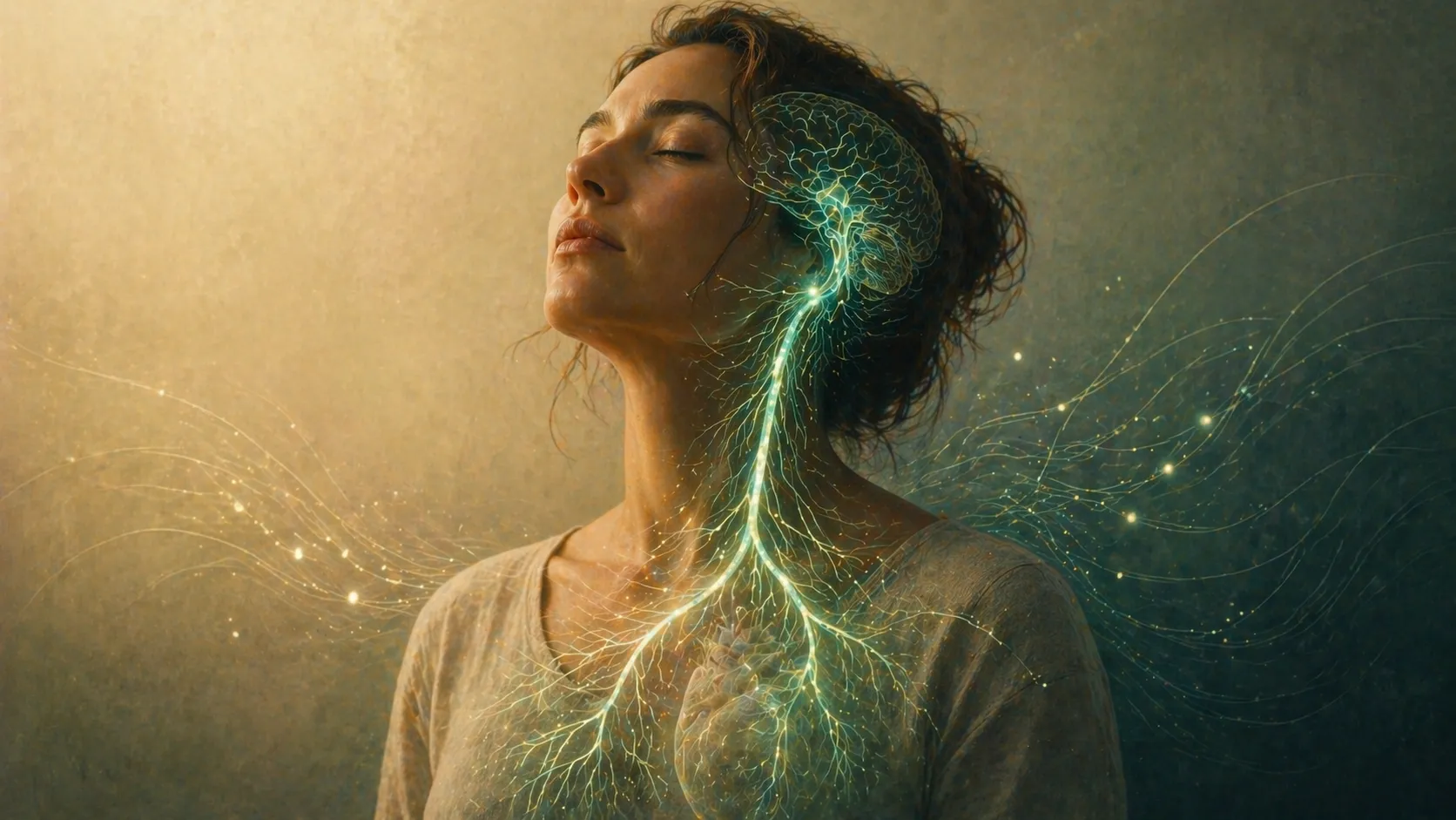 Illustration of breathing patterns activating the vagus nerve and calming the autonomic nervous system