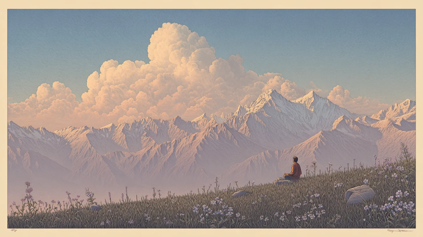 Mountain landscape with soft light — strength and stillness