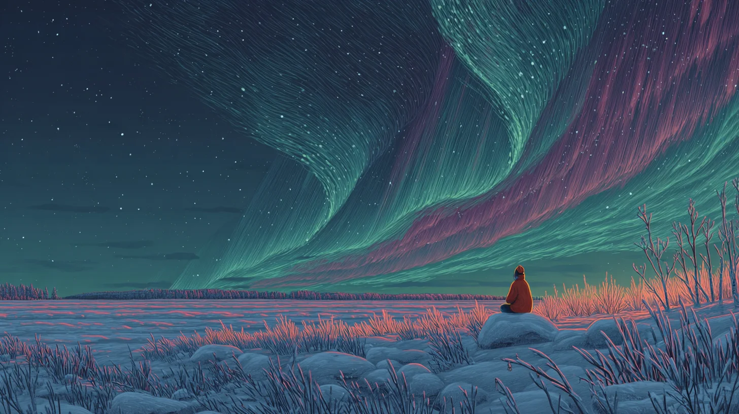 Northern lights over a calm evening sky